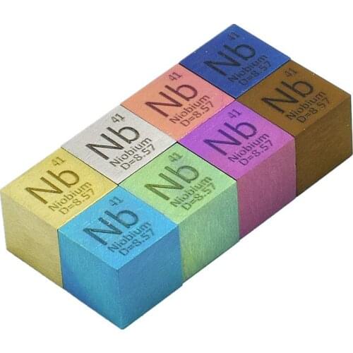 8 Colors Niobium Metal Cube Element Collection Gift 99.95% High Purity Average 8.5g Size 10x10x10mm