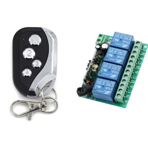 Latest DC12V 4CH Wireless Remote Control Switch System Transmitter & Receiver Relay Learning Code Lamp Window Garage Doors