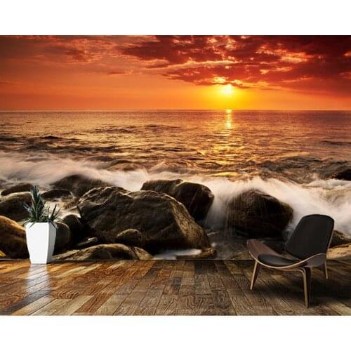 Papel de parede Sunset on the sea nature landscape 3d wallpaper,living room TV wall bedroom wall papers home decor kitchen mural