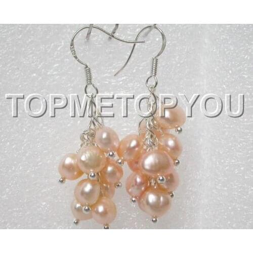 2 colors wholesale Charming! pink/coffee Baroque pearls earrings