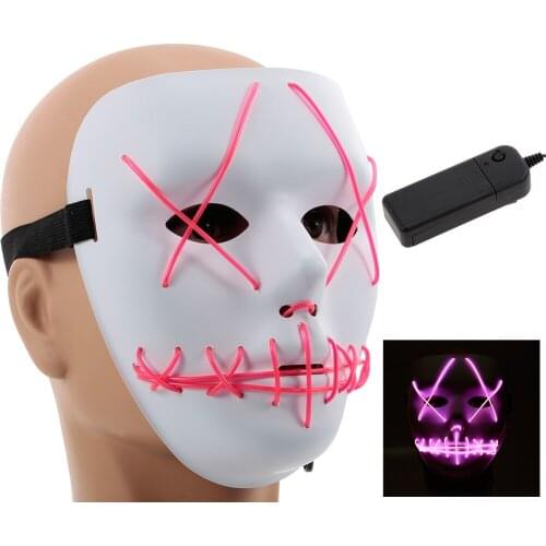 Plain Mask White Scary Mask with LED Light for Halloween Dance Party Cosplay Masquerade Costume Toys Top Quality
