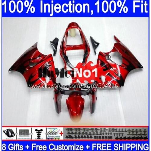 OEM For KAWASAKI ZX 6R 636 600 CC 6 R ZX636 ZX6R 00 01 02 70MC.6 ZX-636 600CC ZX600 ZX-6R 2000 2001 2002 Fairings Black flames