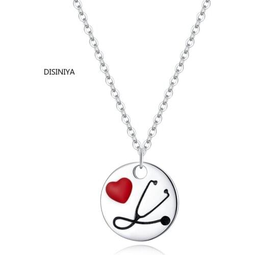 925 Sterling Silver Pendant Necklace Doctor Stethoscope for Heart Coin Necklaces Health Professional Gift Jewelry SCN35426