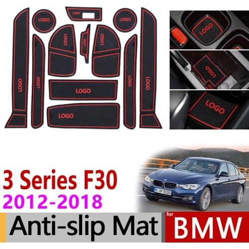 Anti-Slip Gate Slot Mat Rubber Coaster for BMW 3 Series F30 2013 2014 2015 2016 2017 2018 F31 F34 320 328 M3 Accessories Sticker