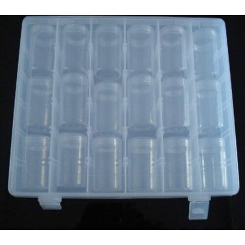 6 Rows 18pc Grid Transparent Pp Plastic Tip Glitter Nail Storage Boxes Beads Ring Earrings Nail Art Case Organizer Display Box