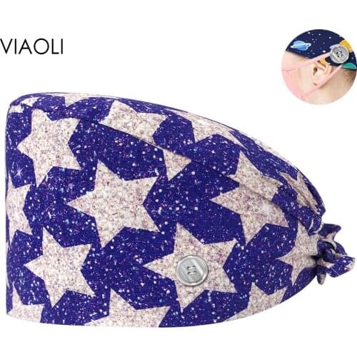 High Quality Nurse Cap Medical Hat Pharmacy Lab Nursing Hat Women Spa with Button Scrubs Cap Medical Uniform Accessories Unisex