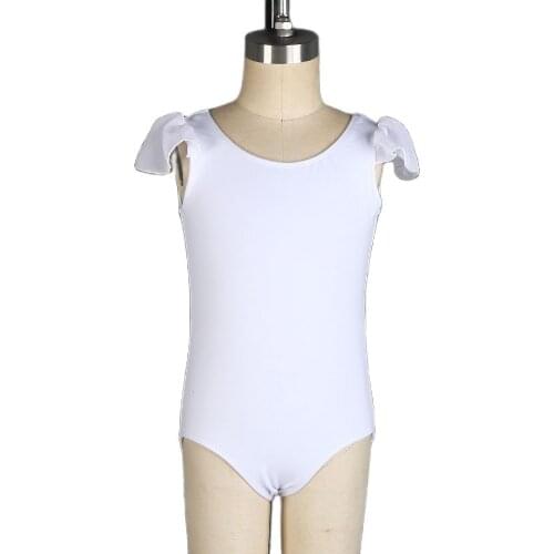 Chiffon Cap Sleeve Cotton Leotard for Girls Ballet Dancing Bodywear Practice Ballet Dance Leotard Kids Stage Wears 03D0009