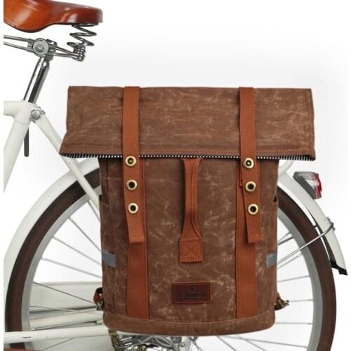 Tourbon Retro Cycling Bicycle Bag Bike Pannier Seat Bags Backpack School Bag Outdoor Riding Leisure Luggage Water Repellent