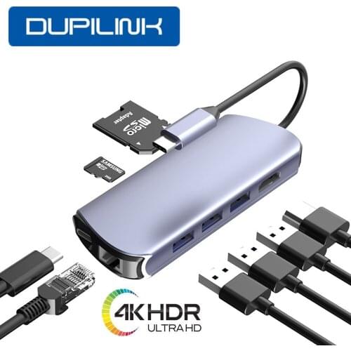 USB HUB Type C to USB 3.0 HDMI RJ45 VGA USB HUB for MacBook Pro Computer Accessories USB C Splitter 10 Ports Type C HUB