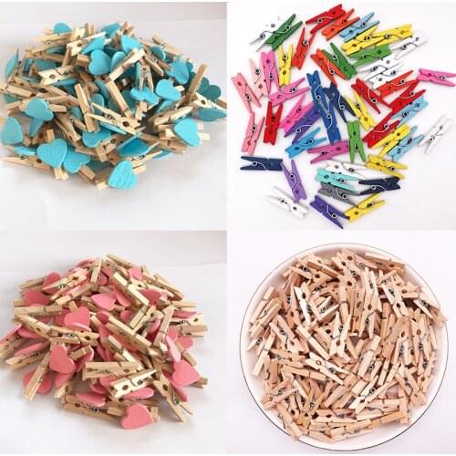50 PCS Wholesale Very Small Mine Size 25mm Mini Natural Wooden Clips For Photo Clips Clothespin Craft Decoration Clips Pe