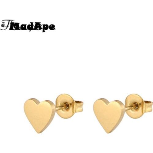 MadApe Golden Silver Color Love Heart Womens Earrings Hot Sell 316 Stainless Steel Heart Earrings For Women Fashion Jewelry