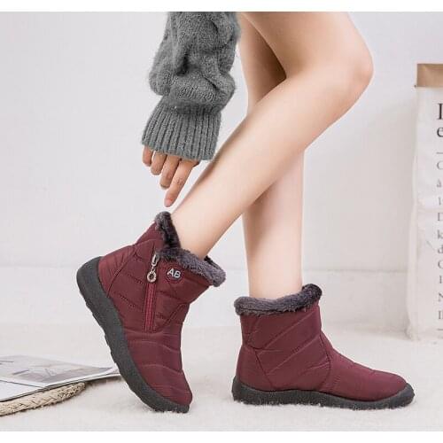 Winter Boots Women Ankle Boots Cotton Fabric Femmes Bottes Plush Shoes Ladies Booties Waterproof Buty Damskie Platform Shoes