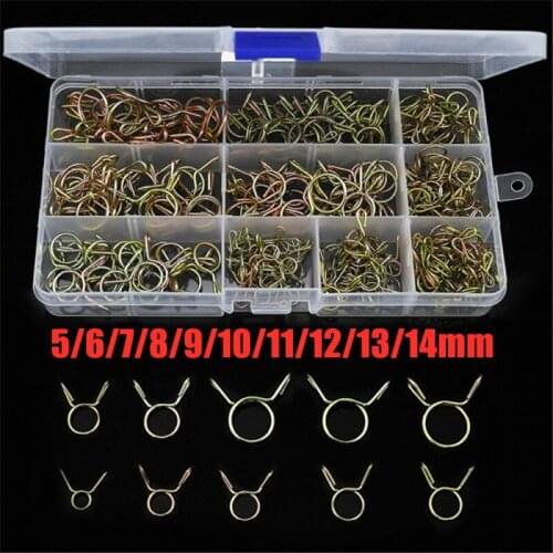 250PCS Spring Fuel Hose Clips Silicone Pipe Clamp Reusable Clamp for Motorcycle Boats 5/6/7/8/9/10/11/12/13/14mm