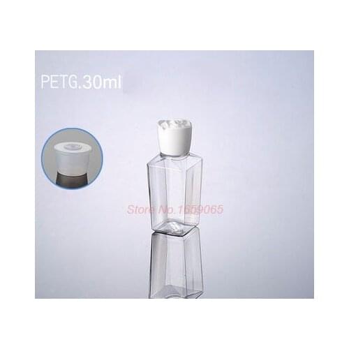 30ML transparent square plastic lotion empty skin care make-up water toner bottle cosmetic packaging bottle Refillable Bottles