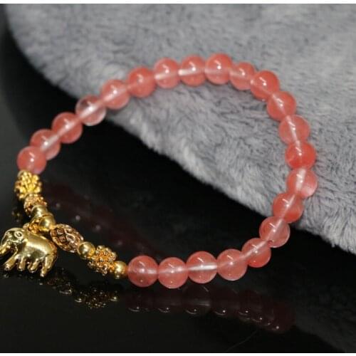 9 types women bracelet multicolor watermelon quartz crystal 6mm 8mm round beads bangle pendant charms diy jewelry 7.5inch B2112