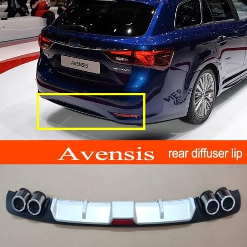 Avensis 15-21 ABS Plastic Silver / Black Car Rear Bumper Rear Diffuser Spoiler Lip for TOYOTA Avensis 2015-2021 Hatchback
