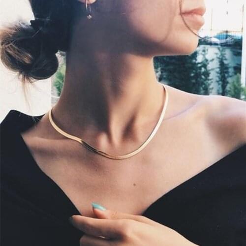 KSRA Bohemia Snake Chain Necklace For Women Female Boho Gold Sexy Flat Choker Necklace Jewelry 2020 New