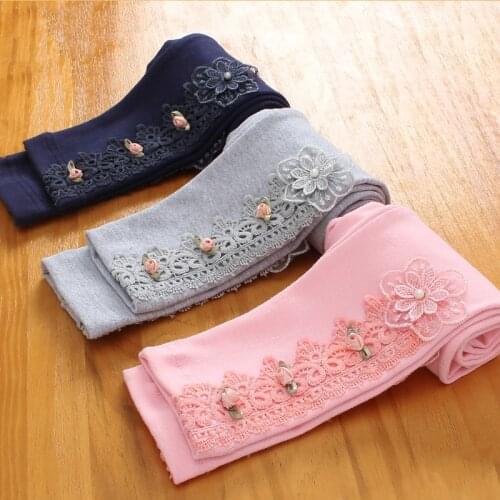 Girls Pants Flower Rabbit Children Trousers Toddler Girl Skinny 2-8Years old Slim-Fit Outer Wear Tights Pink Gray Kids Pants