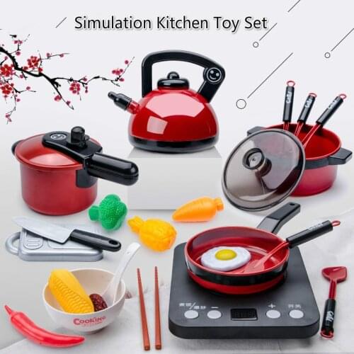 Childrens Simulation Kitchen Cooking Set Toys Large Simulation Doll Food Cookware Pot Pan Cooking Play House Utensils Toys