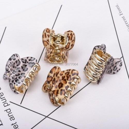 DHL 1000pcs Hair Clip Accessories Leopart Print Plastic Mini Hair Claw For Girls Fashion Gold Crab Hair Tins Clamps Headwear