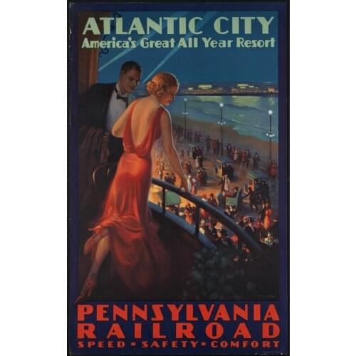 ATLANTIC CITY TRAVEL METAL TIN SIGN POSTER WALL PLAQUE