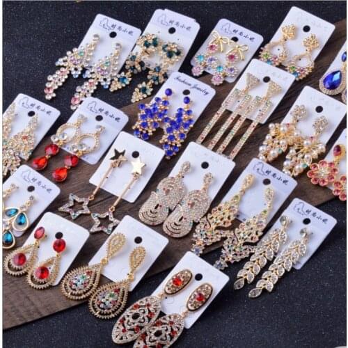 Europe and the United States wind nightclub real gold color rose gold long tassel inlaid zircon earrings wholesale Yiwu jewelry