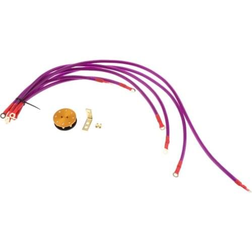 Purple 6-Point Car Earth/Grounding Cable System Wire Kit Racing Grounding Cable Wire with Screw Bracket Kit