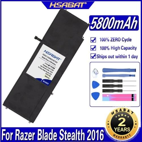 HSABAT RC30-0196 RZ09-0196 5800mAh Laptop Battery for Razer Blade Stealth 2016 v2 i7-7500U RZ09-0239 13.3" Touch QHD I7-8550u