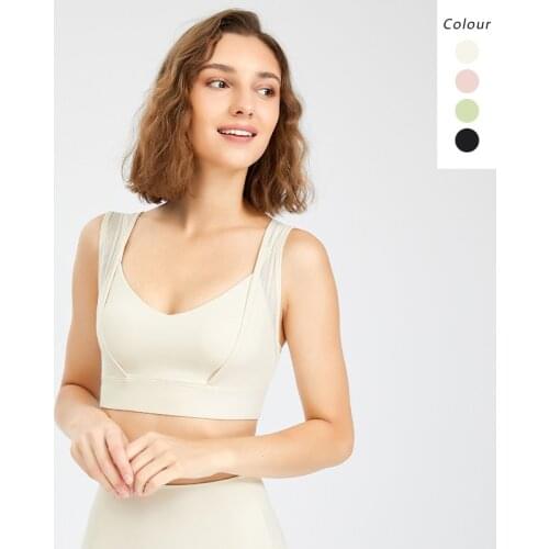 INS Popular Style Mesh Fabric Shoulder Strap Sports Underwear Feminine Shockproof Running Fitness Bra Gym Yoga Wear Bras Top