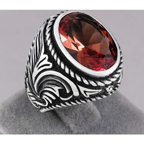 Pure Sterling Silver Ring 925 With Stone For Men Original Patterned Vintage Zultanite Gemstone Handmade Turkish Jewelry