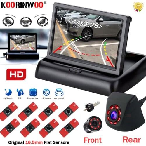 Koorinwoo Intelligent System Trajectory Tracks Circle Camera + Monitor Flat 13MM Car Parktronics 8 Parking sensors 8 Radar Alarm