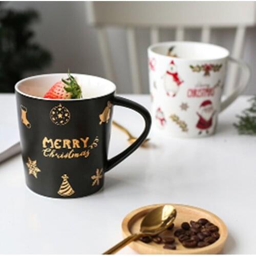 European style personality creative Christmas mug water cup gift box Santa Claus water cup creative household ceramic coffee cup