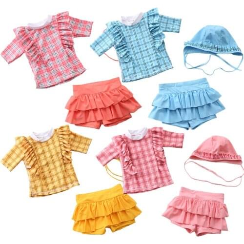 2021 Girl Swimsuit Two Pieces Childrens Swimwear UV Protection Swim Suits Child Ruffle Bikinis Split Bikini Sets Bathing Suit