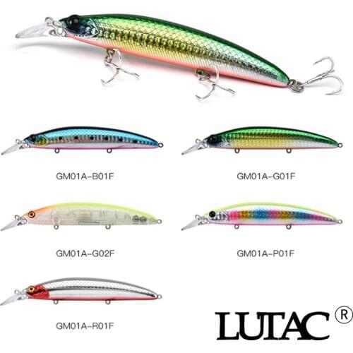 LUTAC Floating 3D Eyes Minnow 110mm 21g GM01A Trolling Lures ABS Hard Artificial Bait Fresh Water Fishing Gear