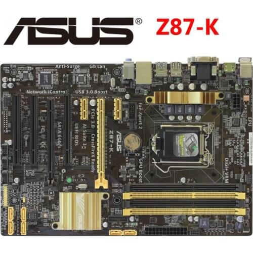 DDR3 Z87 For ASUS Z87-k 100% Original Motherboard 32G Z87K LGA 1150 Desktop Mainboard Mother board USB3.0 SATA III VGA OC Used