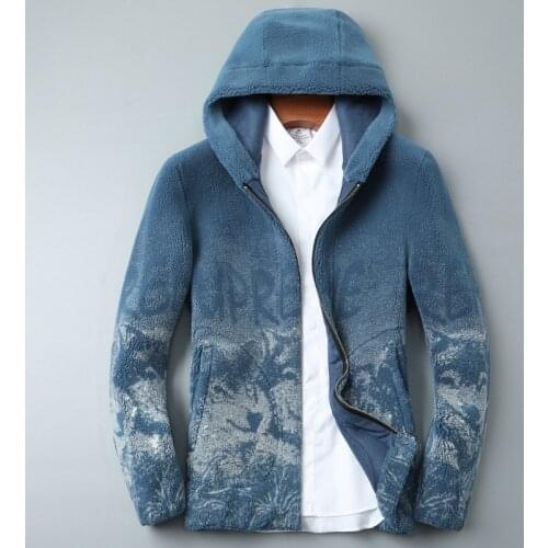 Mens PU Leather Jackets Coat Fur Hooded Fashion Wolf Head Print Outerwear Autumn PU Jacket Men Outdoor Warm Coat High Quality
