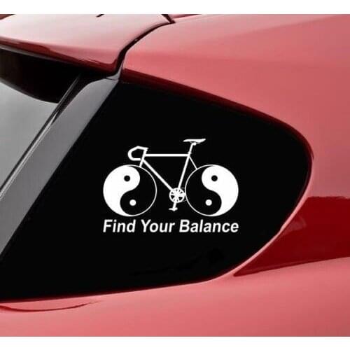 Find your balance yin yang bike cycling street vinyl decal sticker bumper funny 15cm