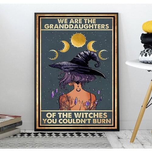 The Granddaughters of The Witches Poster Magic Girl Canvas Prints Painting Halloween Witch Retro Wall Art Picture Home Decor