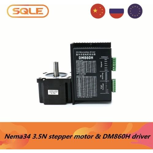Nema34 open loop stepper motor 86HS65-4004A14-B35 3.5Nm 1.8 angle step current 4A with 14mm shaft & DM860H Microstep driver