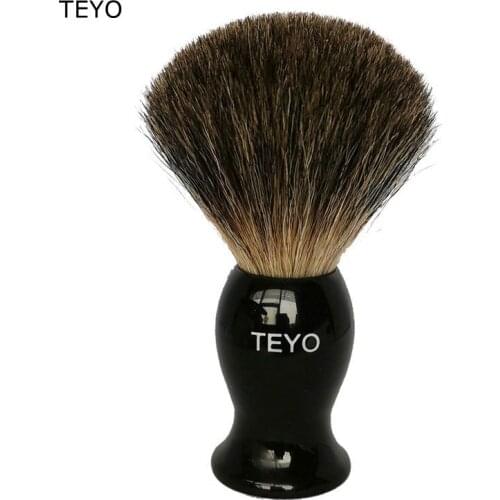 TEYO Pure Badger Hair Shaving Brush of Resin Handle Perfect for Man Wet Shave Cream Safety Double Edge Razor Beard Brush