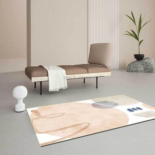 Nordic abstract geometric fresh Morandi light pink white imitation cashmere living room bedroom bedside non-slip carpet
