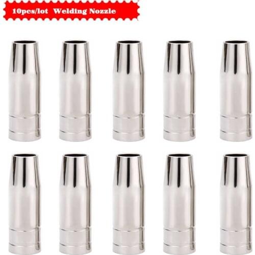 10pcs/lot Mig Welding Nozzle 15Ak Gas Nozzle 10Pcs Mig Welding Torch Gas Nozzle Welding Gun Consumable Contact Tip Shield Cup