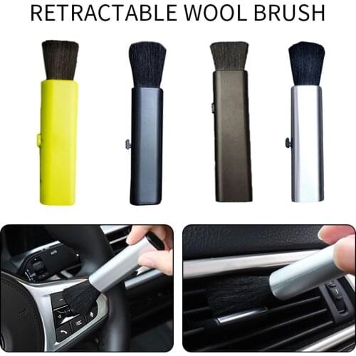 Car Retractable Cleaning Brush Air Conditioner Computer Cleaning Brush Telescopic Keyboard Plastic Handle Wool Small Brush