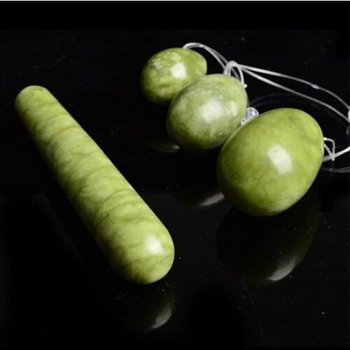 Green Yoni Vagina Egg Natural Jade Eggs Set Vagina Firming Massage Ball Muscles Wand Women Kegel Exerciser Drilled Massage Stone