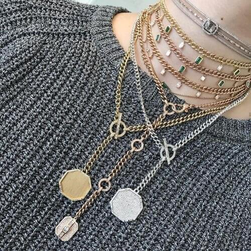 Iced out bling hip hop women multi layer jewelry Heart arrow cz tennis chain with baguette cz charm 32+10cm choker necklaces