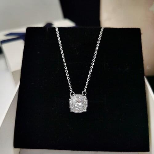 Charming Lab Diamond Pendant 925 Sterling Silver Party Wedding Pendants Chain Necklace For Women Bridal statement Jewelry Gift