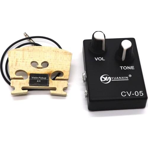 Violin Bridge Pickup for 4/4 Violin With Piezo Volume Tone 2 Knobs Black 2Pieces