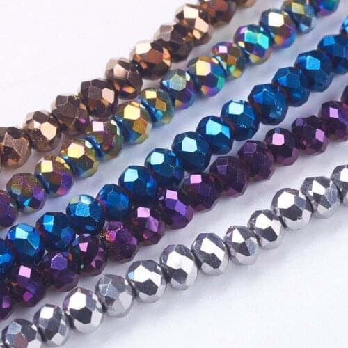 10Strands Small 2.5x2mm Rondelle Faceted Electroplate Glass Beads Strands for Jewelry Making DIY Bracelet Necklace Hole: 1mm