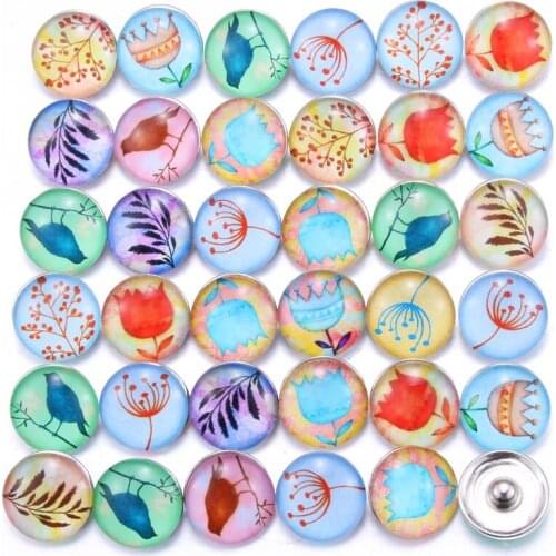 10pcs/lot Mixed Dandelion 18mm Glass Snap Buttons Jewelry Glass Cabochon Fit 18mm Snap Bracelet Bangles Necklace 020918