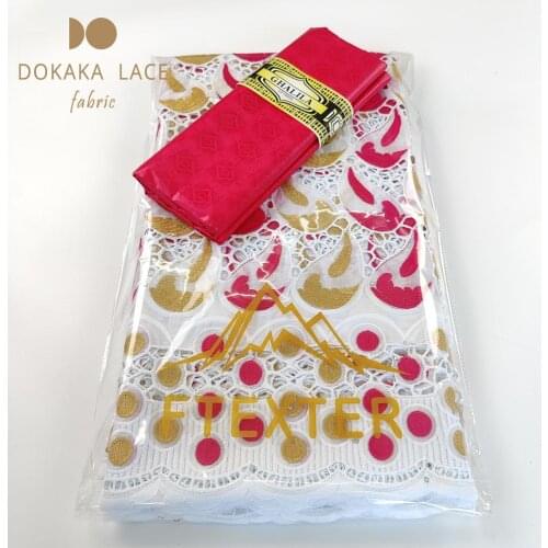 2.5+2.5 Yards Dry Laces With Bazin Riche Fabrics Swiss Voile 2020 High Quality African Guinea Dry Laces For Evening Dress Fabric